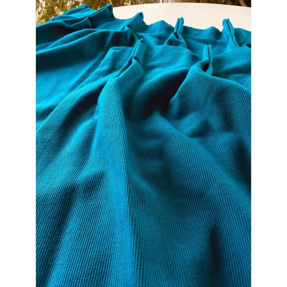 Vintage 70s pleated curtains, boho peacock blue jewel tone, pair Sears panels - Picture 6 of 10